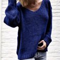thumbnail image 4 of Qarigey Suéter de manga larga con cuello para mujer y adolescente, camisa de punto básica cálida para mujer, ropa de moda, accesorios Prendas para la parte del cuerpo SG Dunkelblau Qarigey AP009144-12, 4 of 6