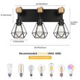 thumbnail image 3 of Luz de Tocador de Estilo Rústico de 3 Luces, Lámpara Industrial de Madera para Baño Sobre Espejo, Pantalla Metálica para Baño, Pasillo, Sala de Estar, 3 of 8