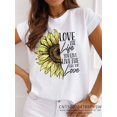 thumbnail image 1 of Camiseta básica con estampado de girasol para mujer, ropa informal con cuello redondo, suave al tacto, Harajuku, Y2K, 1 of 4