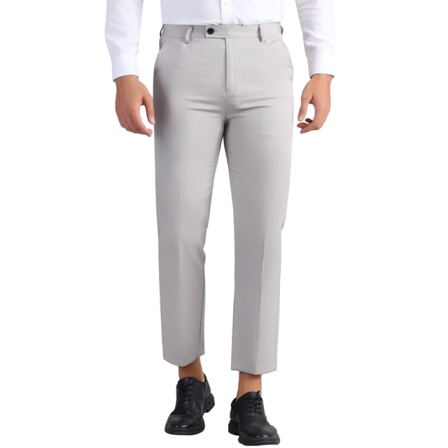 INSPIRE CHIC Dress Pants for Men's Flat Front Expandable Waist Work Business Trousers 28 Grey