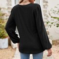 thumbnail image 6 of Scyoekwg Casual Tops for Women V-Neck Ring Hole Eyelet Tops Solid Color Fall Tops Trendy Loose Lightweight Long Sleeve T Shirts Pullover (Black,XXL), 6 of 6
