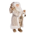thumbnail image 4 of STP Goods Santa Claus with Watch and Gift Bag Collectible Doll 24” (60 cm) Santa Claus Christmas Figurine Holiday Décor Xmas Standing Decoration Xmas Figure Doll Decoration, Gold and White, 4 of 7