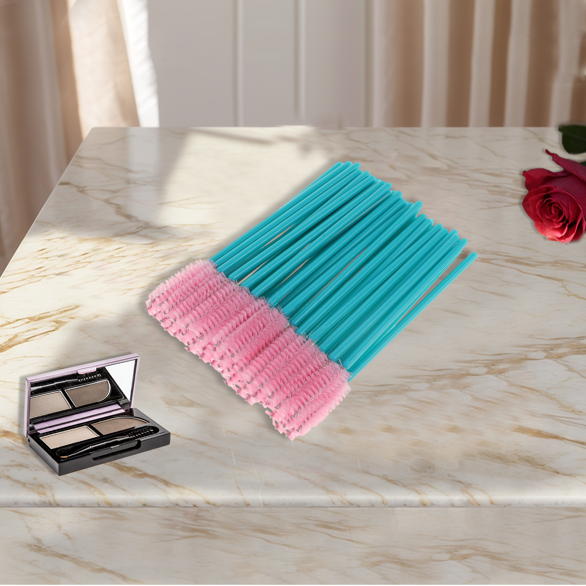 Unique Bargains Convenient Eyebrows Brushes for Travel 50 Pcs Blue, Pink