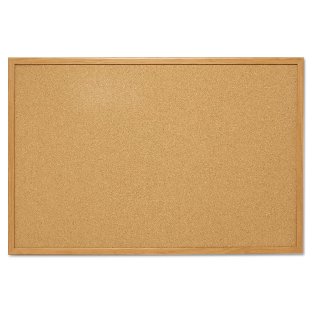 Mead Cork Bulletin Board, 4' x 3', Oak Frame (S774)