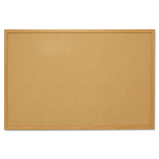Mead Cork Bulletin Board, 4' x 3', Oak Frame (S774)