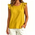 thumbnail image 4 of BLVB Women's Summer Cute Tank Top Casual Crewneck Ruffle Sleeveless Spring Fall Blouse Shirts Beach Vacation Clothes, 4 of 5