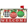 thumbnail image 2 of Christmas Welcome Mailbox Cover 21" X 18" Red Green Ornament Ball Magnetic Mailbox Wraps Standard Size Post Letter Box Cover for Outdoor Decoration Garden Decor, 2 of 6