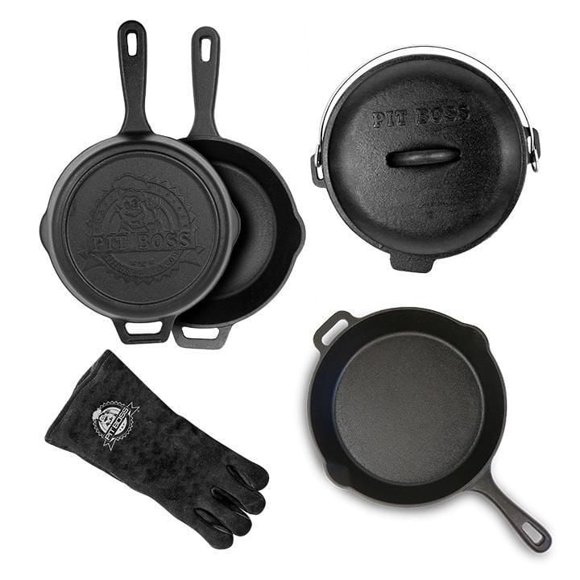 Pit Boss 6-Piece Pre-Seasoned Cast Iron Set, Cast Iron Beginner Set