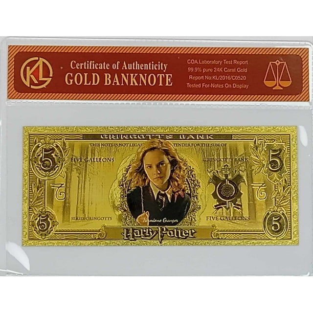 Billete de oro de 24 quilates coleccionable de Harry Potter con Hermione