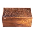 thumbnail image 3 of Handcrafted Floral Top Engraved Wooden Cremation Urns for Human Ashes Adult Large - Tree of Life Funeral Urn Box - Burial Urns for Columbarium (250 LB - Rosewood, Flower), 3 of 4