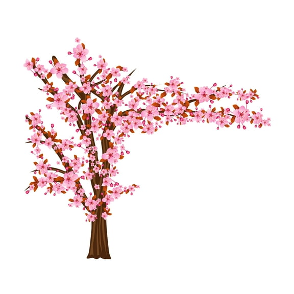 Cherry Blossom Tree themed Wall Stickers for Home Decoration- Wall Decal Vinyl Sticker- Applied to Any Smooth Surface- Children's room and Living room Wall Decorative item-Size 10" x 9".