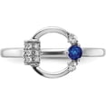 thumbnail image 4 of Solid Gold 14k White Polished Diamond and Blue Sapphire Circle Ring - Ring Size 7.0, 4 of 8