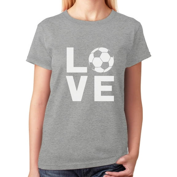TeeStars - I Love Soccer - Perfect Gift for Soccer Players / Fans Women T-Shirt XX-Large Gray
