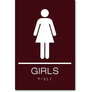 

GIRLS Restroom Sign-Brown / White (1 Unit)