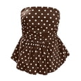 thumbnail image 6 of GERsome Tube Tops for Women Strapless Polka Dot Ruched Peplum Tops Sleeveless Casual Bandeau Tops Brown Size 2XL, 6 of 8