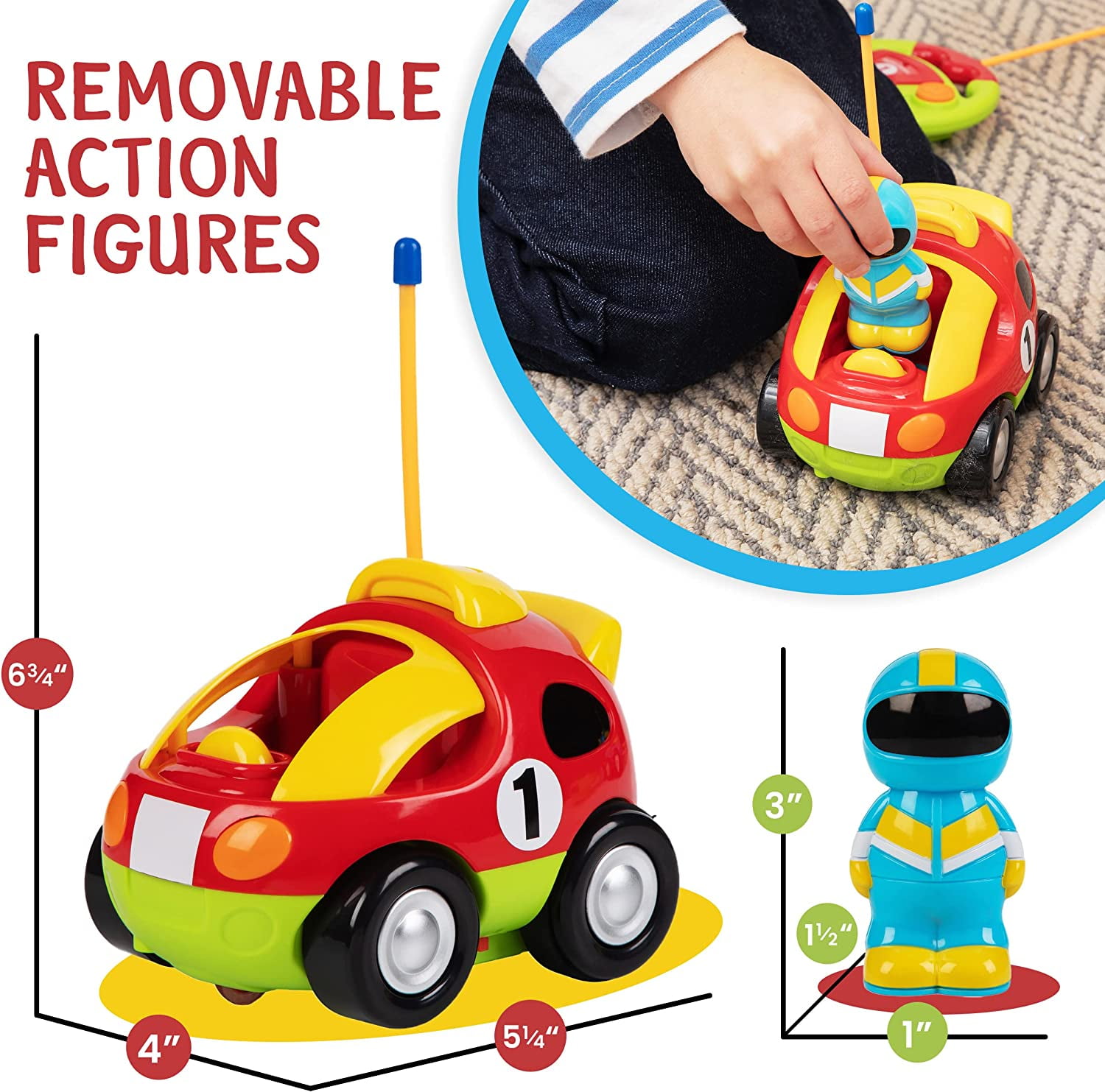 Rechargeable Remote Control Cartoon Cars for Little Kids, 2 Pack Police & Race RC Car - Toys for 3 4 5 6 Year Old Boy - Gifts for Boys Ages 3-6