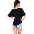thumbnail image 5 of Women's V-Neck Blouse with Pleated Chiffon Flutter Sleeves- Black,X Large, 5 of 7
