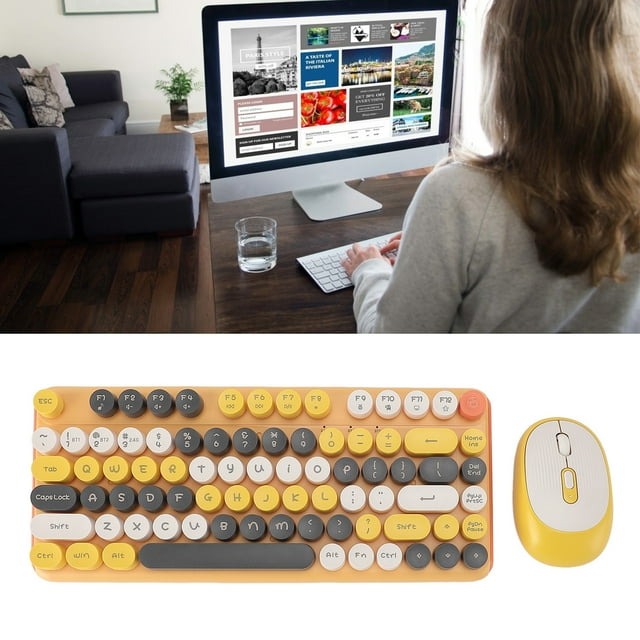 Keyboard Mouse Combo, Keyboard Mouse Combo 82 Keys for Gaming Violet,Yellow,Green