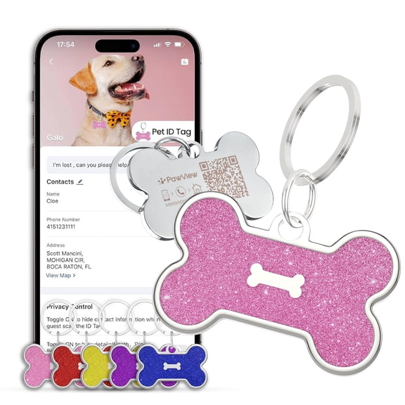 QR Code Pet ID Tag | Instant Scan-Based Alert & Location Notification | Free Essential Features, No Subscription | Scratch-Resistant Metal Edge | Updatable Profile for Dogs & Cats Collar