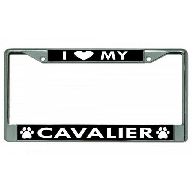 Cadre de Plaque d'Immatriculation Chromé I Heart My Cavalier Dog