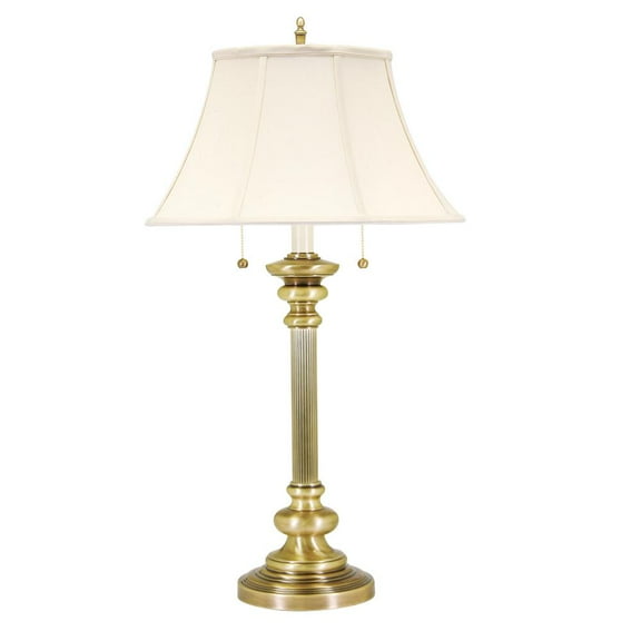 House Of Troy N651-AB Newport Collection Portable 30-1/4-Inch Table Lamp, Antique Brass with White Softback Shade