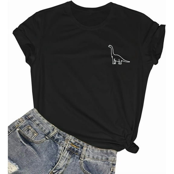 Women Cute Dinosaur Graphic T-Shirts Teen Girls Funny Tees