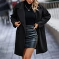 thumbnail image 5 of Herrnalise Women's Warm Double Breasted Wool Pea Coat Trench Coat Jacket with Hood Black,XXL, 5 of 5