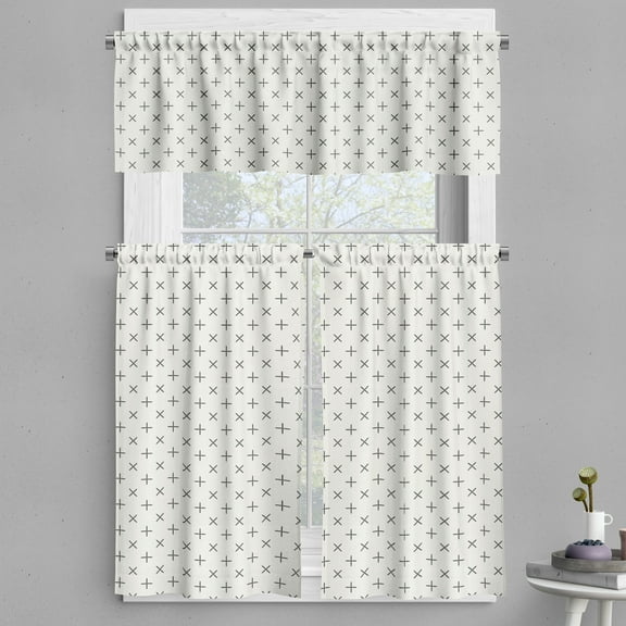 Ambesonne Geometric Valance & Curtain, Pale Floral, 55"x36", Grey Beige