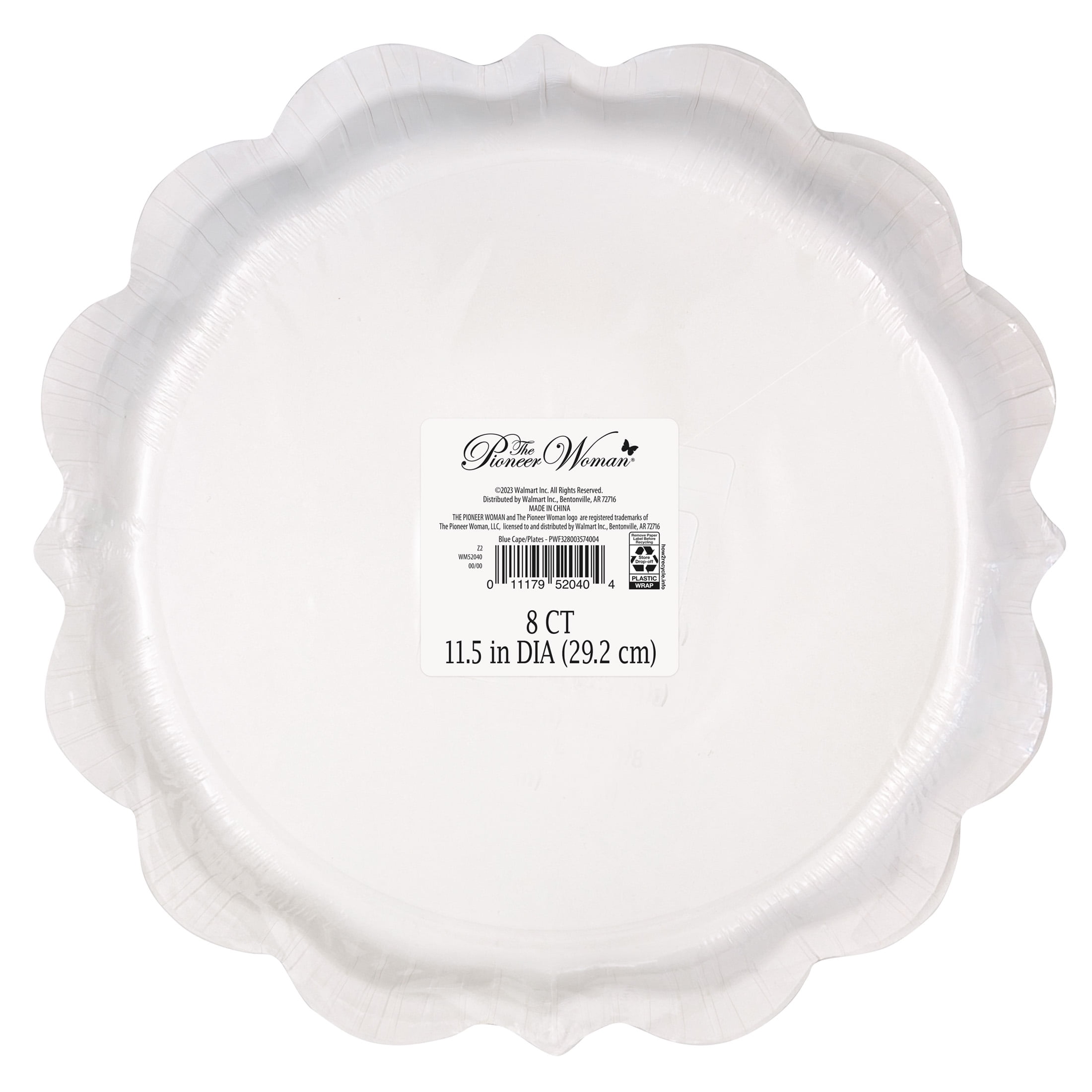 (2 pack) The Pioneer Woman Blue Cape Paper Dinner Plates, 11.5in, 8ct