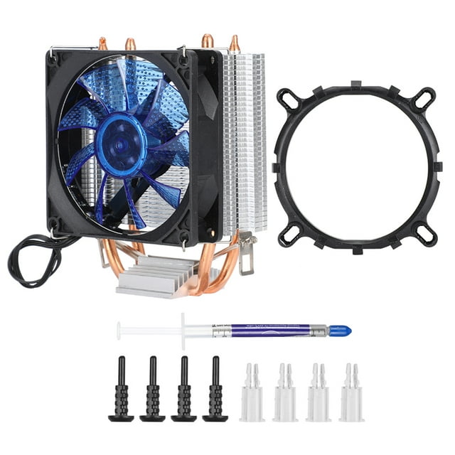 Ventilador de refrigeración de CPU Tubo de calor de doble fila Interfaz de 3 pines Accesorios de computadora (luz azul)