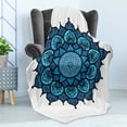 thumbnail image 4 of Lotus Soft Flannel Fleece Throw Blanket, Style Traditional Magic Vintage Leaves Symbolic Hippie Graphic, Cozy Plush for Indoor and Outdoor Use, 70" x 90", Sky and Violet Blue, by Ambesonne, 4 of 5