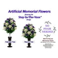thumbnail image 6 of Sympathy Silks Artificial Cemetery Flowers - Lavender Cream Mum and Purple Rose Bouquet for Outdoor Memorials, 6 of 6