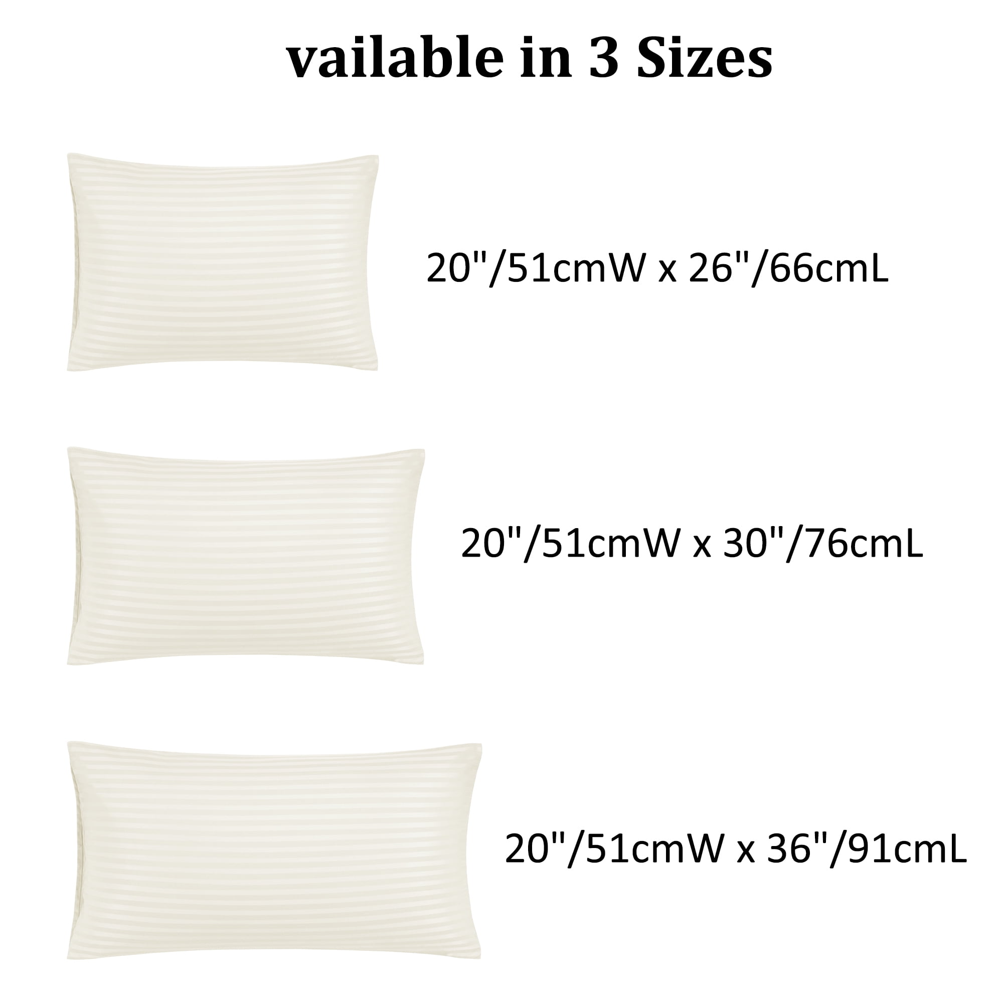 Unique Bargains Soft Durable Set of 2 Microfiber Striped Pillowcase Khaki King (20"x36")