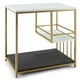 thumbnail image 1 of Costway GIANTEX Mesa Consola con Almacenamiento, Mesa Auxiliar con Estante Abierto de 3 Niveles, Mesa de Sofá Moderna con Marco de Metal Dorado y Acabado de Mármol Fino, 1 of 6