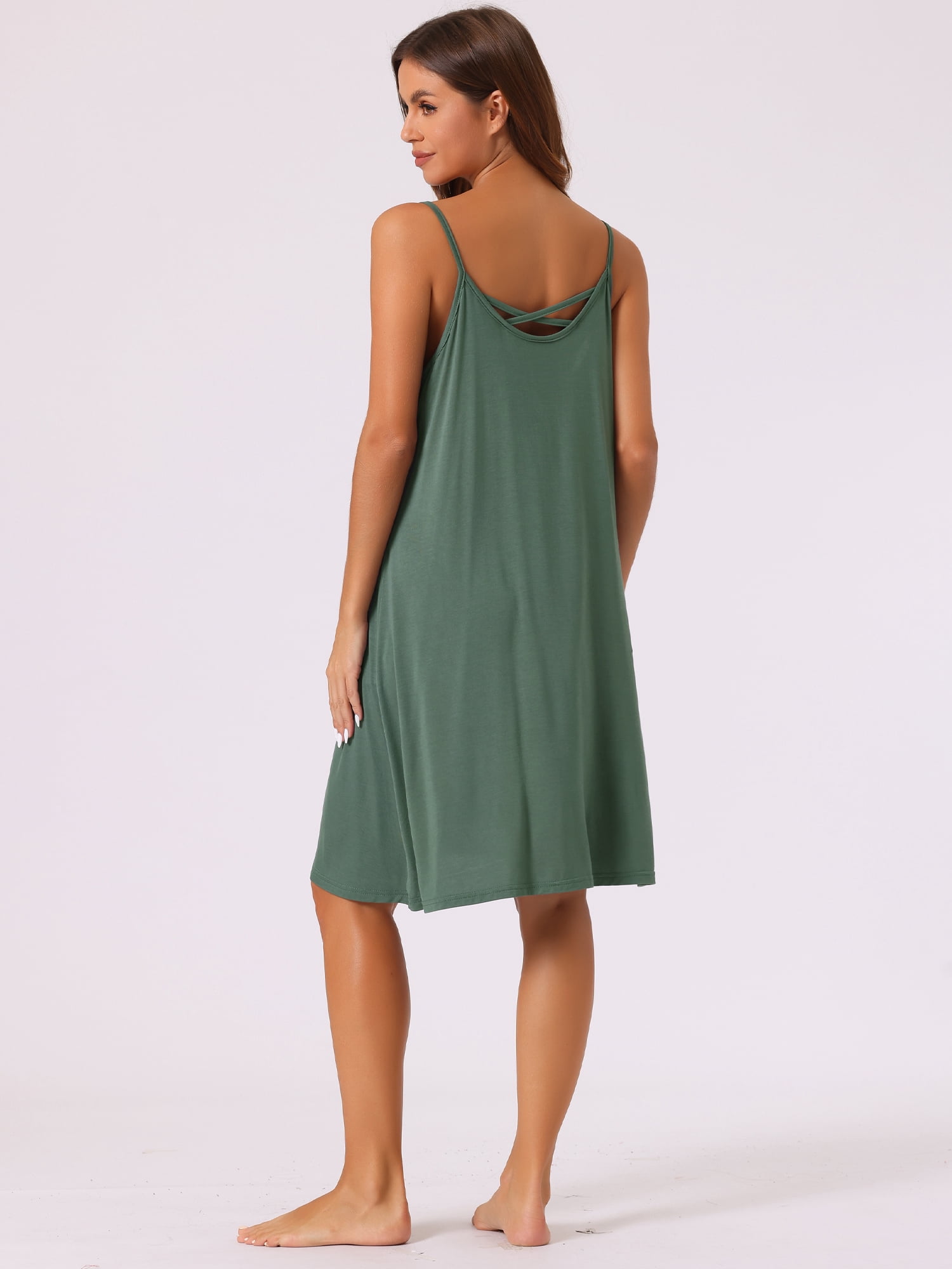 DARING DIVA Women's Sleeveless Spaghetti Strap Cross Back Nightwear 2XL Green