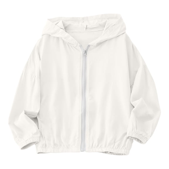 Jalioing Girls Sun Jacket Lightweight Zip Up Hooded Jacket Spring Fall Windproof Outdoor Jacket with Pocket 3-16 Years