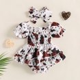 thumbnail image 3 of Gupgi Infant Baby Girl Ruffled Romper Short Sleeve Off Shoulder Spots Print Pleated Jumpsuits, 3 of 7