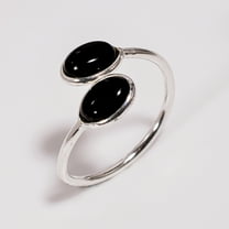 SATYAVIE JEWELLERY 925 Sterling Silver Ring for Women, Natural Black Onyx Gemstone Ring Size US 8 Adjustable, Silver Minimalist Ring Handmade Jewelry