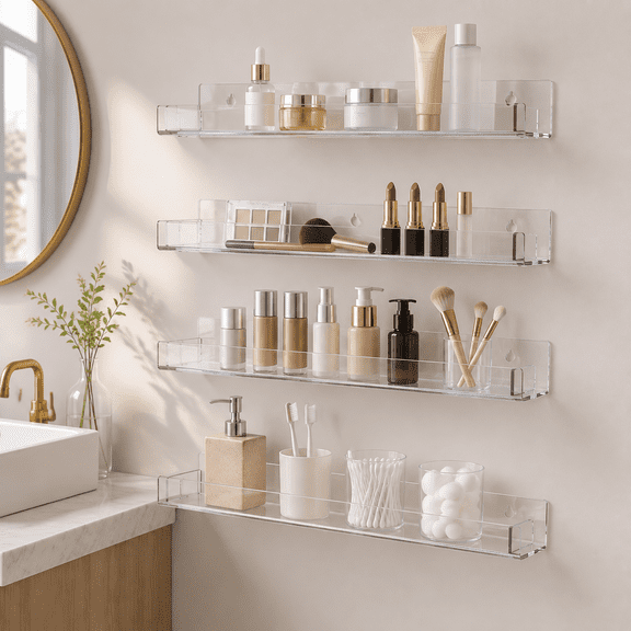 15 Inch Clear Acrylic Floating Wall Shelves