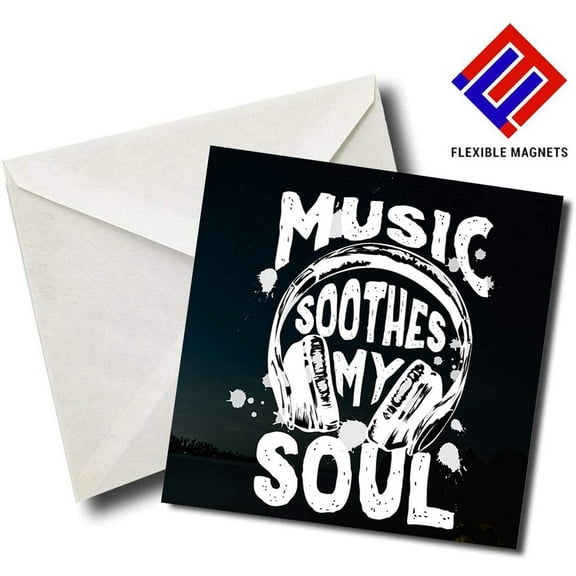Music Soothes My Soul - Quote Magnet for refrigerator. Great Gift! By Flexible Magnets