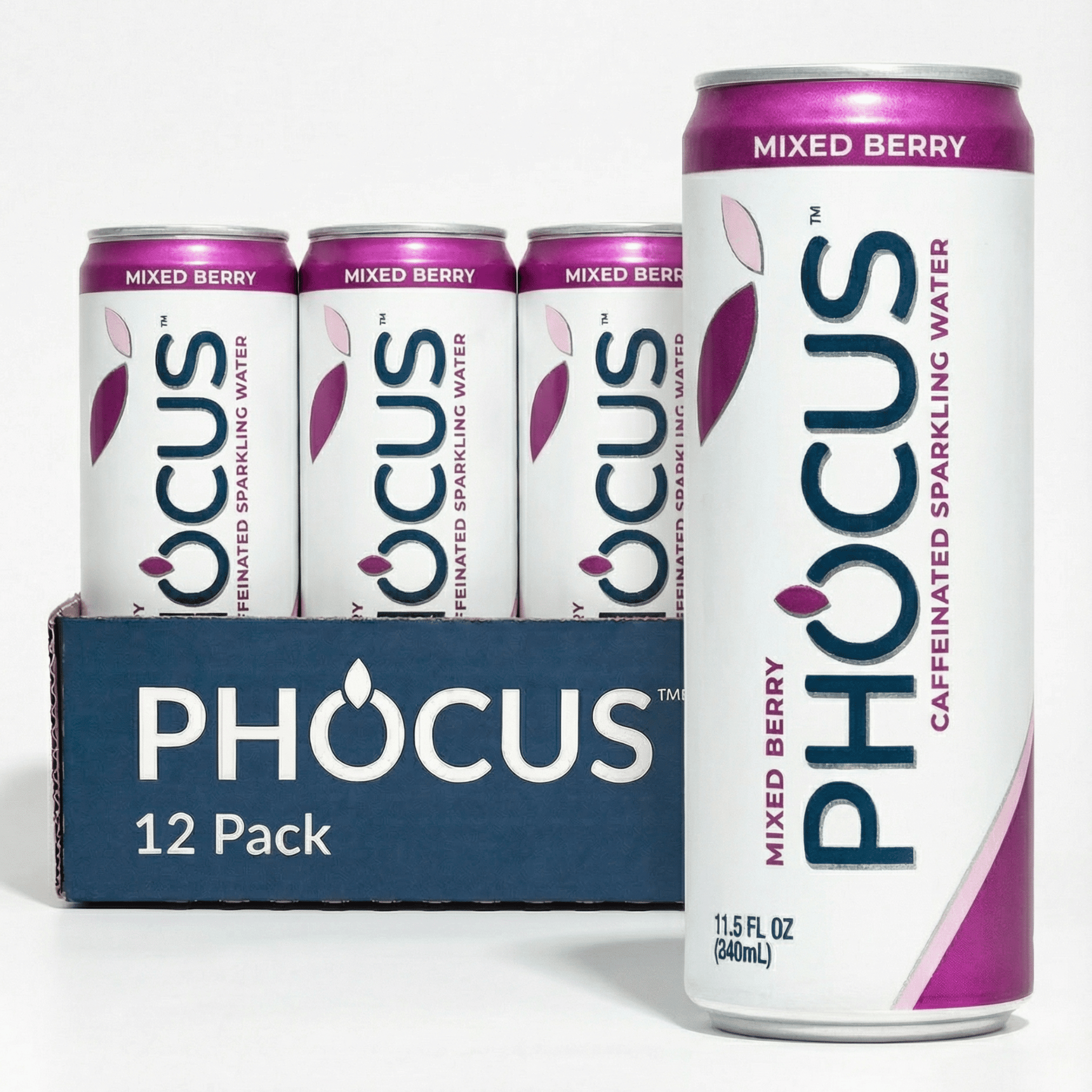 Phocus Caffeinated Sparkling Water Mixed Berry