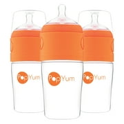 PopYum 9 oz Orange Anti-Colic Formula Making/Mixing/Dispenser Baby Bottles, 3-Pack (with #2 Nipples) 9oz, 3-pk, Orange