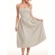 thumbnail image 3 of Vestido midi casual de verano para mujer, sin mangas, sin espalda, vestido de una línea de moda con bolsillos laterales de corte bajo,Khaki,M, 3 of 8