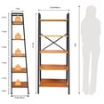 thumbnail image 4 of Wdmiya Ladder Shelf 5-Tier, Free Standing Bookshelf with Adjustable Feet, Metal Bookcase for Kitchen, Bathroom, Garage, Small Spaces, Brown, 4 of 9