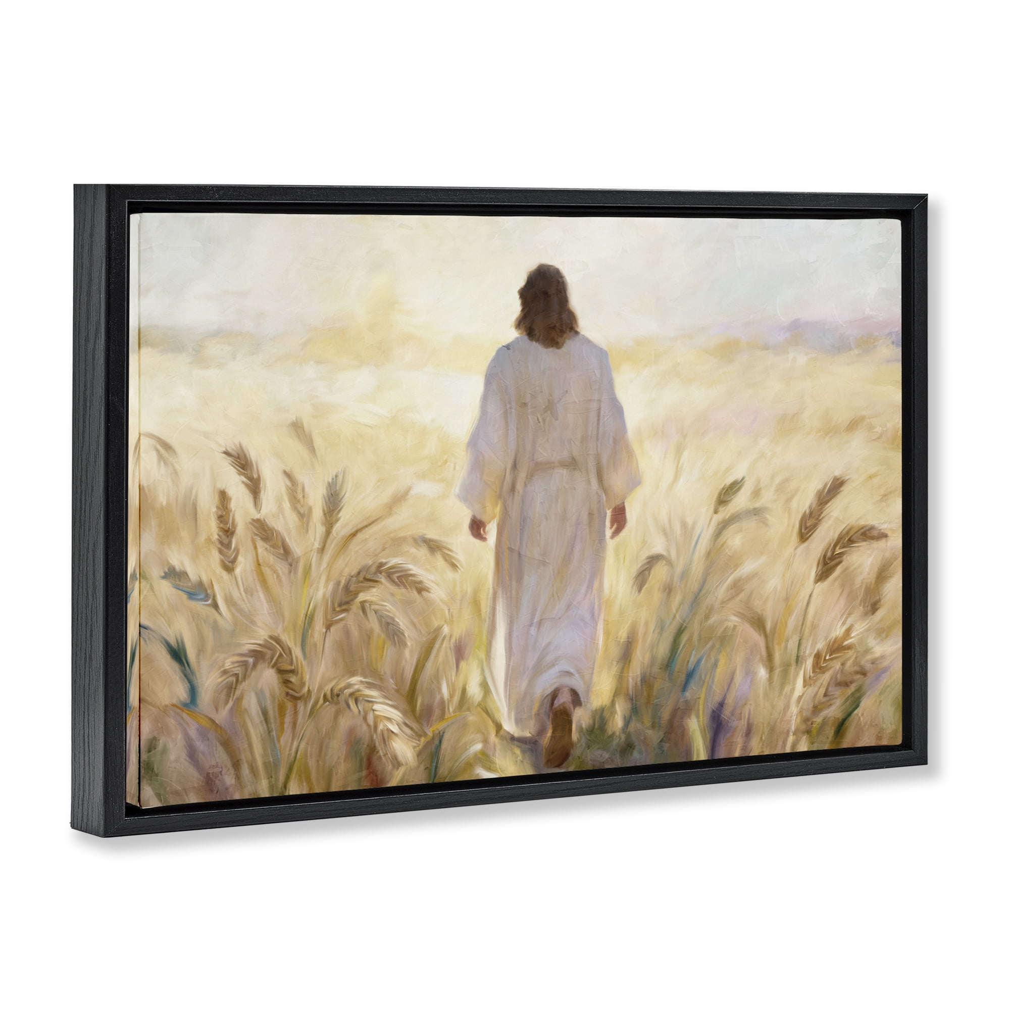 Stupell Industries In His Steps Walking Faithfully Black Framed Floater Canvas Wall Art, design by Kim Allen