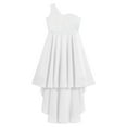 thumbnail image 3 of IEFIEL Girls Chiffon One Shoulder Dress Ruched Pleated Birthday Ball Gown Wedding Bridesmaid Flower Girls Dress Ivory 8, 3 of 5