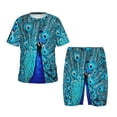 thumbnail image 1 of Balery Beautiful Blue Peacock Conjunto de Pijama Infantil de Manga Corta con Estampado – Ropa de Dormir de Algodón Suave-Large, 1 of 6
