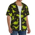 thumbnail image 4 of KLL Cute Cartoon Dinosaurs Print Men's Shirt Short Sleeve Button Down Summer Cuba Beach Shirts- 4X-Large, 4 of 7