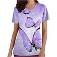 thumbnail image 2 of Up to 65 off!Lolmot Butterfly Scrubs for Women Comfortable Fit Durable Soft Stretch Breathable V-Neck Short Sleeve Shirts Workwear Nurse Uniforms Floral Tee Medical Scrub Tops with Pockets, 2 of 4