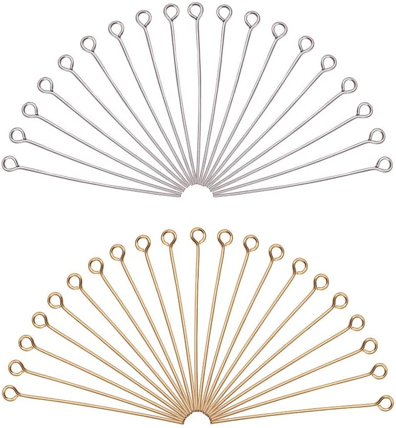 Silver, 55 mm Eye Pin 200 PCS Eye Pin Jewelry Making Needles Earrings Beading Findings Bracelets Necklaces Beads Connector Accessories Materials Silver, 55 mm Eye Pin 200 PCS Eye Pin Jewelry Making Needles Earrings Beading Findings Bracelets Necklaces Beads Connector Accessories Materials